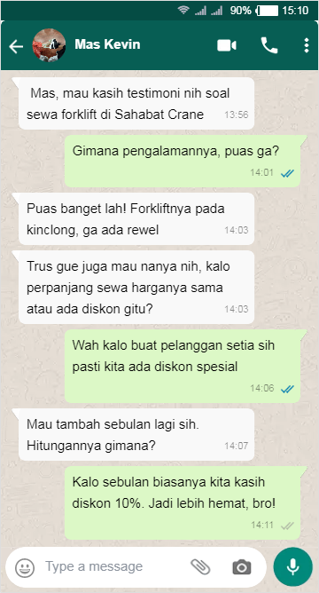 Testimoni Sewa Forklift di Sahabat Crane