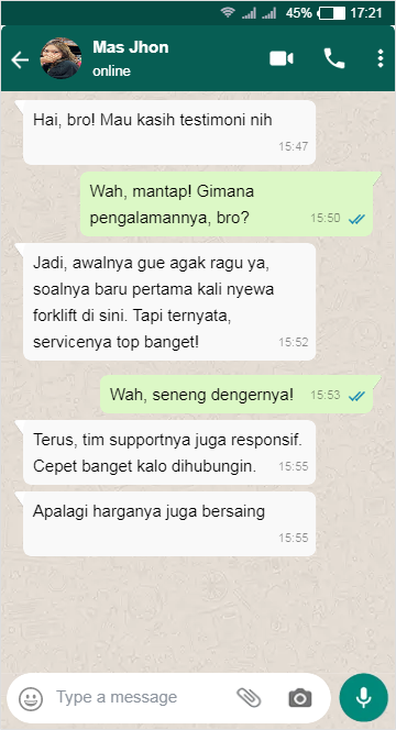Testimoni Sewa Forklift di Sahabat Crane